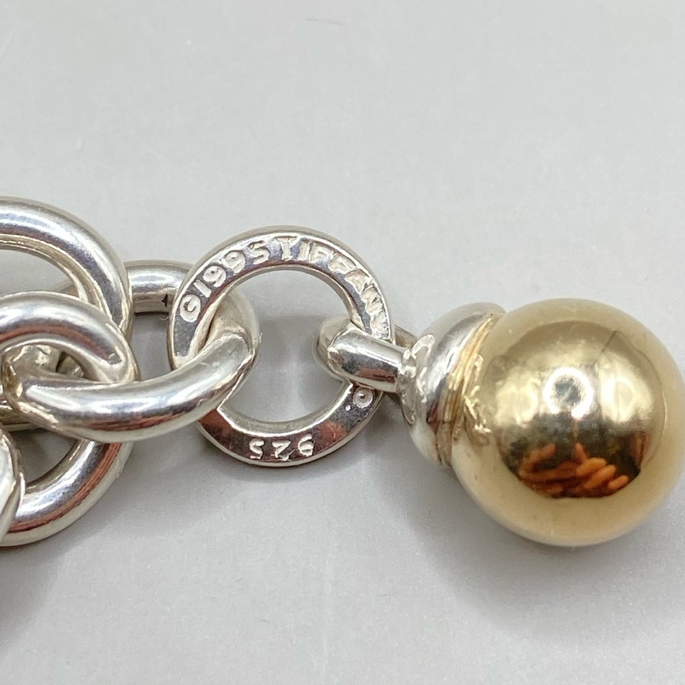 Tiffany & Co. Silver Chain Bracelet with Gold Drop Charm - Picture 9 of 14